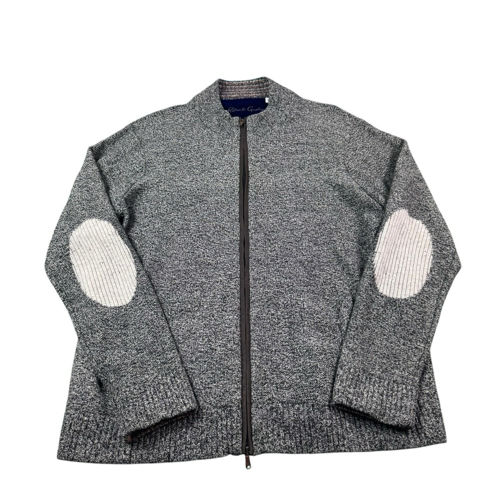Robert Graham Gray Black Heathered Full Zip Men's Wool Sweater Size XL